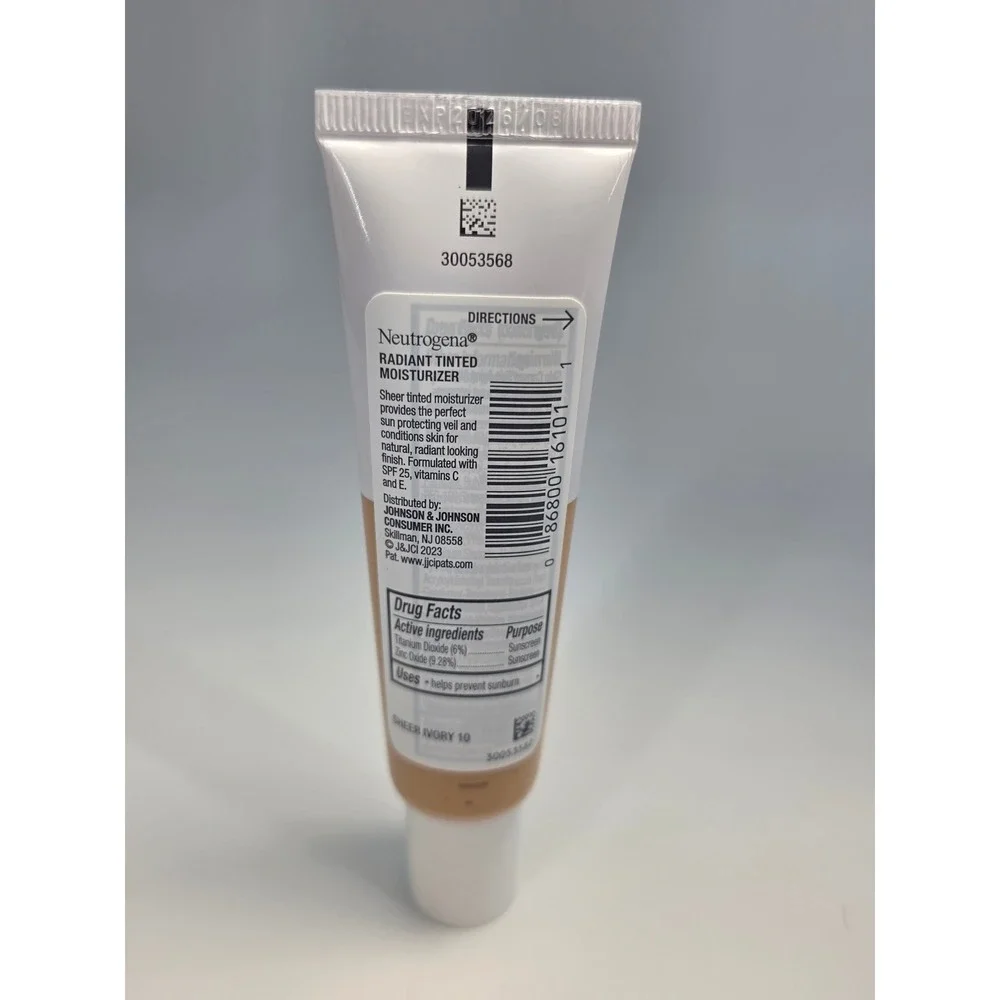 Neutrogena Radiant Tinted Moisturizer SPF 25 Sheer Ivory 10 Vitamin C E 1.1oz